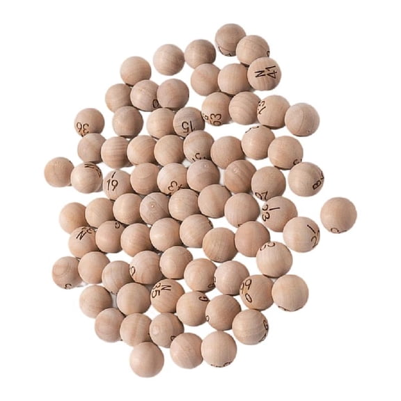 75Pcs Engraved Bingo Balls Natural Wood Game Balls for Game Night Event Gathering Easy to Use