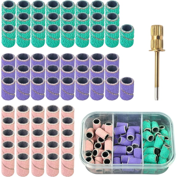 75Pcs Sanding Drums Kit, 80 120 180 Grit Sanding Bands Mini Drum Sander Sleeves with 3/32-Inch Shank Drum Sanding Mandrels for Drill Dog Nail Grinder