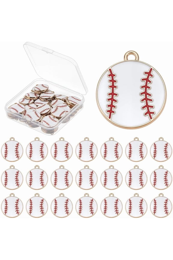 75Pcs Sports Goods Theme Alloy Enamel Pendants Tennis White 20x17.5x1mm Hole: 1.4mm DIY