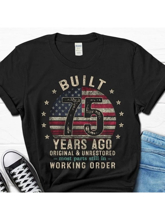 75Th Men Dad 75 Year 75 Years T-Shirt BLACK Unisex S-5XL Hot Trending Shirt, Vintage Birthday Gift