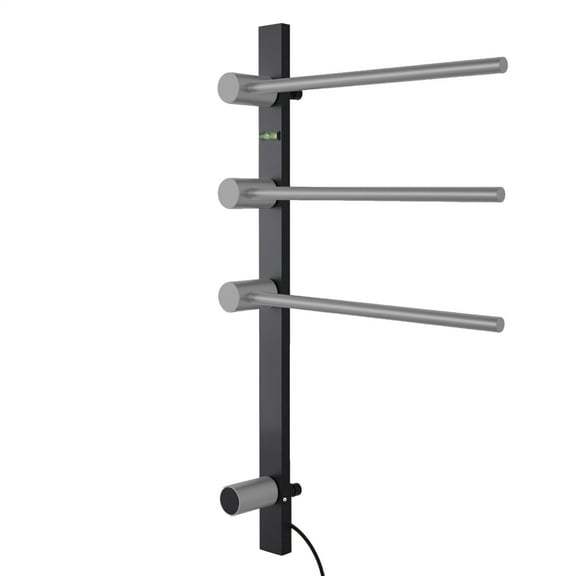 75W Electric Towel Warmer Drying Rack Freestanding and Wall Mount Black for Apartment, Hotel, Gym