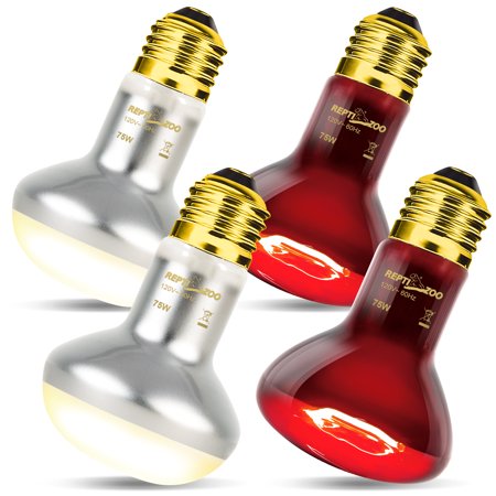 75W Reptile Heat Lamp Bulb, 4PCS Day & Night Basking Spot Light Combo Pack