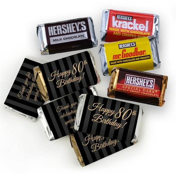 75ct 80th Birthday Candy Party Favors Hershey's Miniatures (75 Pack) - Candy Included - No Assembly Required