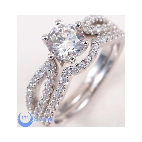 .75ct Engagement Wedding Set 2 RINGS Signity CZ Rhodium over Sterling Silver (SIZE: 8)
