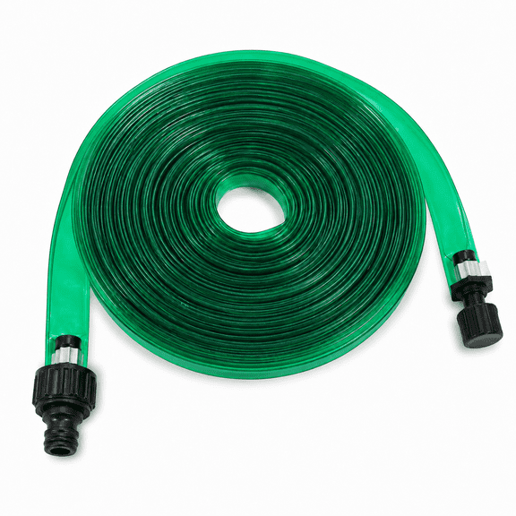 Generic Green PVC Flat Soaker Irrigation Hose, Leaky Water Saving Garden Water Pipe for Vegetable Beds, Lawn, Shrubs