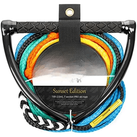 75ft Water Ski Rope, Wakeboard Rope - 7 Sections with 13" EVA Diamond Grip Floating Handle - 1-2 Rider Tube Tow Rope for Tubing - Boat Tow Rope for Kneeboard$$Sport & Recreation Other