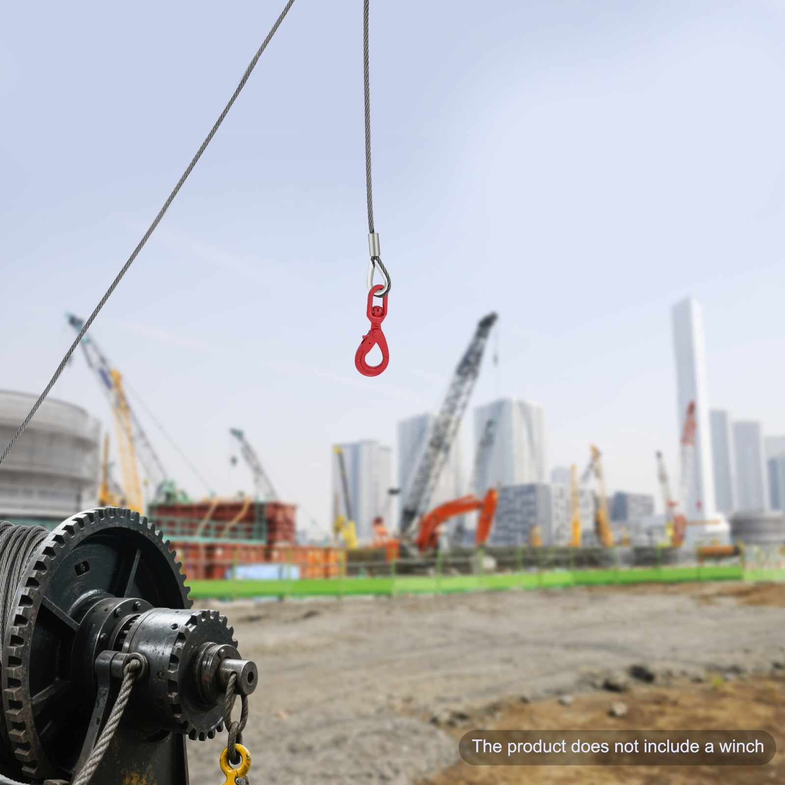 75ft Wire Rope with Swivel Hook, Wire Rope with Self Locking Hook, Wire ...