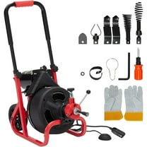 75ft x 1/2 Inch Drain Cleaner Machine, Auto-feed Electric Drain Auger Professional for 2 to 4 Inch Pipes, with 6 Cutters, Glove, Drain Auger Cleaner Sewer Snake