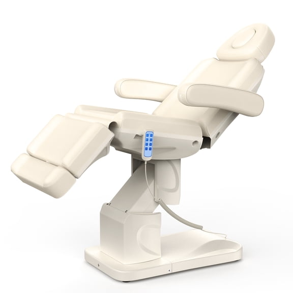 4-Section Multipurpose Massage Bed, Holaki 75" Electric Spa Medical Treatment Exam Chair with 4-Motor Aluminum Hydraulic System, Remote Control, Adjustable Facial & Tattoo Bed, Beige