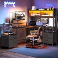 thumbnail image 1 of 75inch L Shaped Computer Desk with Drawers, Large Gaming Desk with LED Light & Power Outlets, Corner Computer Desk with Storage Shelves & Monitor Stand for Home Office, Black, 1 of 9