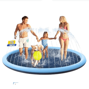 75inch Large Dog Splash Pad Non-Slip, Pet Dogs Cool Sprinkler Pool Heavy Duty L Splash Pads for Kiddie Baby Wading Pool Summer Outdoor Play Water Fun Toy Gift Easy to Use/Clean