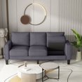thumbnail image 1 of 75" Sofa Couch with Storage, Modern Fabric Upholstered 3 Seater Sofa Couch with Thickened Cushion and Solid Wood Legs, Accent Couch for Living Room, Bedroom, Office, Apartment, Small Space, Dark Grey, 1 of 7