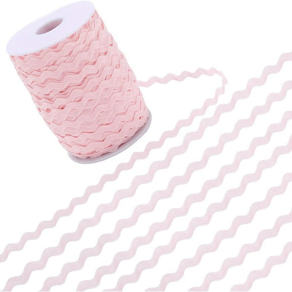 75m RIC Rac Trim 5mm Wavy Bending Ribbon Pearl Pink Rick Rack Wave Fringe Trim Polyester Webbing Ribbon Zig Zag Edging Trimming for DIY Sewing Crafts Gift Wrapping Cloth Home Decoration