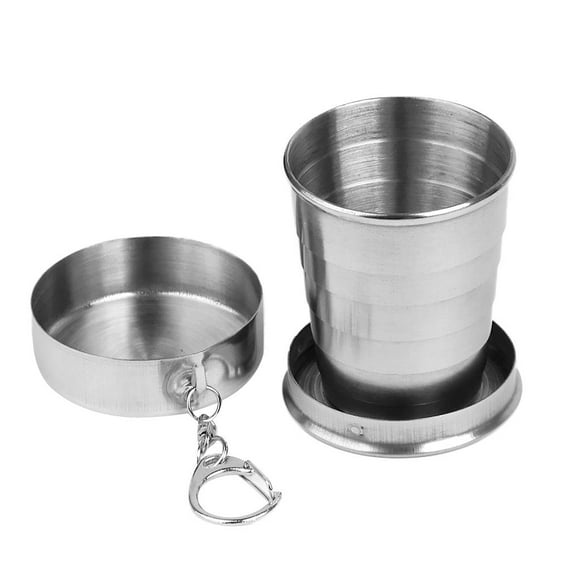 75ml Collapsible Travel Cup, Foldable Stainless with Lid for Coffee, Water, Tea. Your Perfect Camping & Backpack Partner