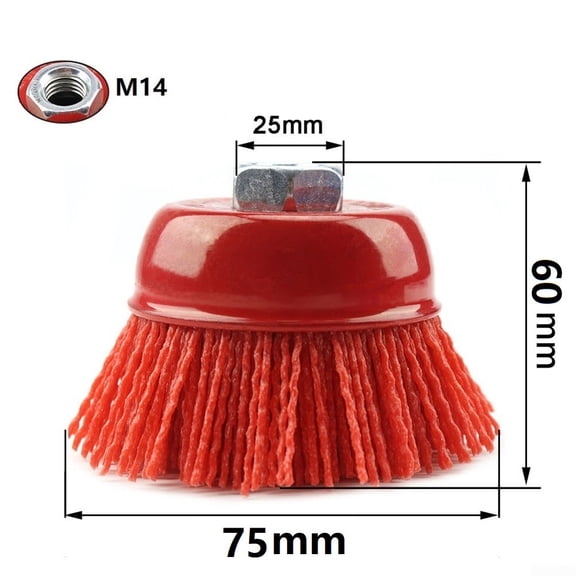 75mm* M14 Cup Nylon Abrasive Brush Wheel Polishing Angle Grinder Tool 4Inch