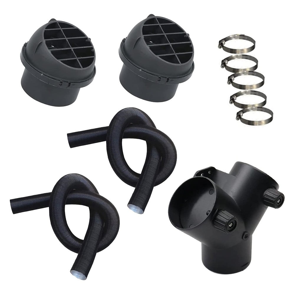 75mm Pipe Ducting Y Piece + Warm Air Outlet Vent + Hose Clip For Diesel