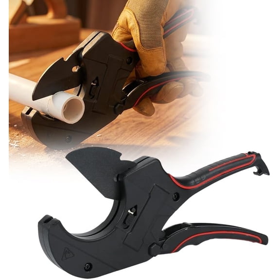 75mm Ratcheting PVC Pipe Cutter, SK5 Teflon-Coated Blade Aluminum Body Cutting Tool for PEX CPVC PE PP Rubber Hose Plumbing Repair(K)