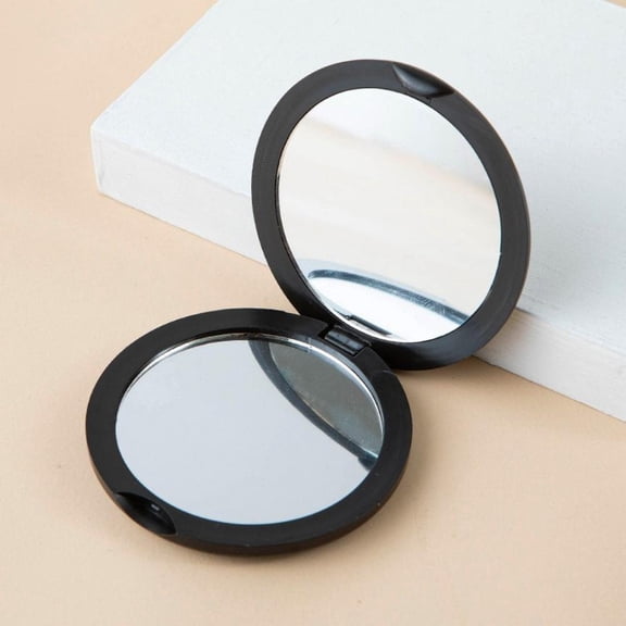 75mm Round Double Sided Folding Makeup Mirror with Mini Pocket Mirror