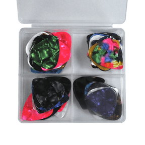 75pcs Celluloid 351 Shape Guitar Picks Plectrums Assorted Thickness With Box