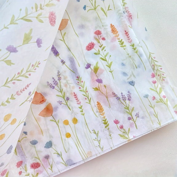 75pcs Lavender patterned translucent tissue paper - for , birthdays, weddings, Valentine's Day, etc. - Ideal for gift wrapping, bouquet and decorating paper, 14x20 inches