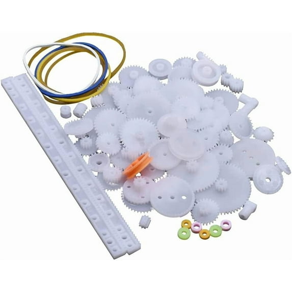 75pcs Mixed Plastic Gearbox Rack Pulley Belt Worm Gear Single & Double-Gear 8-56 Teeth DIY Tool for Robot Repair & Toy Car DIY Kit