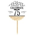 thumbnail image 1 of 75th Birthday / Anniversary Novelty Burlap Cupcake Decoration Picks -12pack, 1 of 1