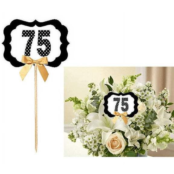 75th Birthday / Anniversary Table Decoration Party Centerpiece Pick - Set of 6