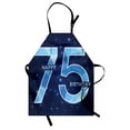 thumbnail image 1 of 75th Birthday Apron Geometric and Abstract Design in Blue Colors with Stars Background, Unisex Kitchen Bib Apron with Adjustable Neck for Cooking Baking Gardening, Dark Blue Pale Blue, by Ambesonne, 1 of 3