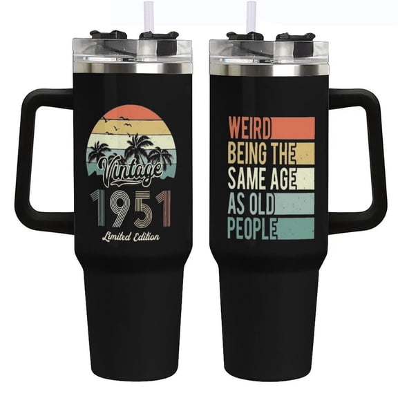 75th Birthday Gifts for Men Women, Vintage 1951 75th Birthday Decorations for Him Her, Turning 75 Year Old Gifts Ideas for Man, Woman, Mom, Dad, Wife, Husband - 40 Oz Tumbler Cup