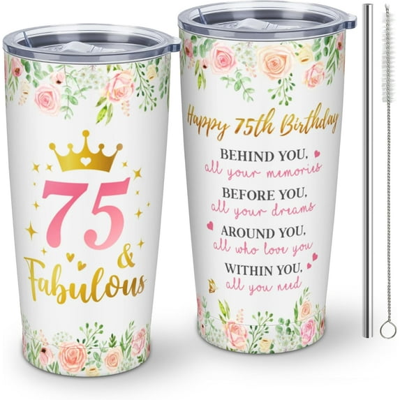 75th Birthday Gifts for Women, 75 Year Old Birthday Gifts for Women, 1948 Birthday Gifts Women, Gifts for 75th Birthday Tumbler With Lid and Straw 20oz 1pc