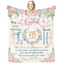 75th Birthday Gifts for Women 75th Birthday Decoration Gifts for Women Blanket for 75th Birthday 75 Birthday Gifts for Women Mom Blanket Gifts for Mom from Daughter Throw Blanket 60x50 inches