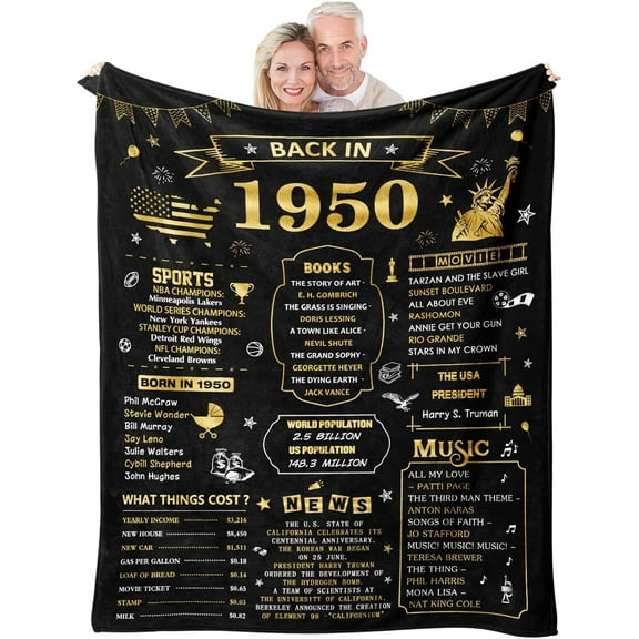 75th Birthday Gifts for Women, 75th Birthday Gifts for Men, 75th Birthday Gifts Blanket, Best Gifts for 75 Year Old Woman Man, Happy 1950 75th Birthday Gift Decorations Throw Blanket 60"X50"