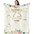 thumbnail image 1 of 75th Birthday Gifts for Women Happy 75th Birthday Decorations Best 75 Year Old Gifts for Grandma Mom Wife Friend Back in 1949 Birthday Gift Ideas Throw Blanket 50" X 60", 1 of 6