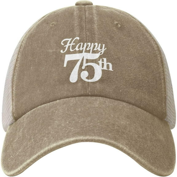 75th Birthday Hat Mesh Trucker Hats for Men Women Adjustable Vintage Washed Cotton Baseball Cap
