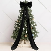 75x18 Inch Ribbon Tie Giant Bow Decor, Christmas Tree Topper Christmas Decoration, Big Bows for Room Wall Backdrop, Perfect for Wedding Birthday Party Baby Shower Supplies(Black-Satin)