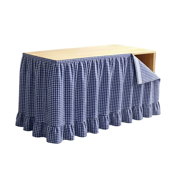 75x180cm Navy Pleated Ruffled Teacher Desk Skirt Washable Table Cover For Back To School Classroom Kitchen Party Cabinet Decoration