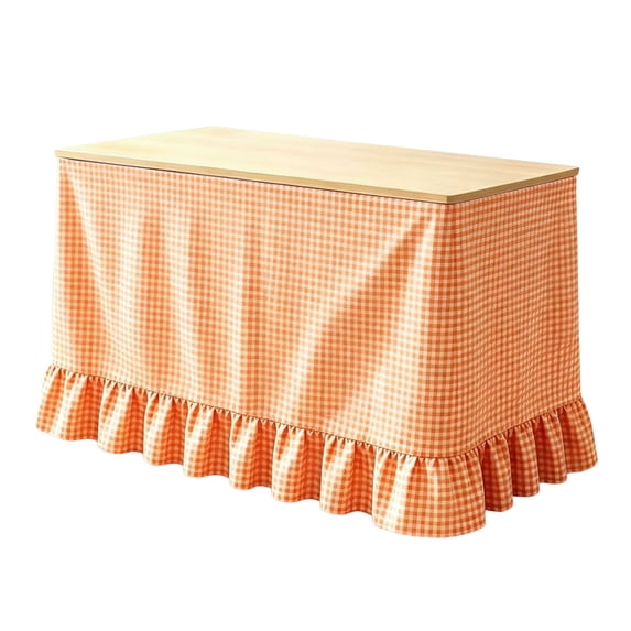 75x180cm Orange Ruffled Flat Teacher Desk Skirt Washable Cover For Classroom Kitchen Back To School Party Decoration