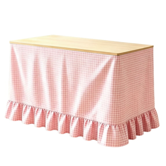 75x180cm Pink Ruffled Flat Teacher Desk Skirt Washable Cover For Classroom Kitchen Back To School Party Decoration
