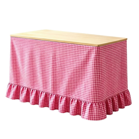 75x180cm Rose Red Ruffled Flat Teacher Desk Skirt Washable Cover For Classroom Kitchen Back To School Party Decoration