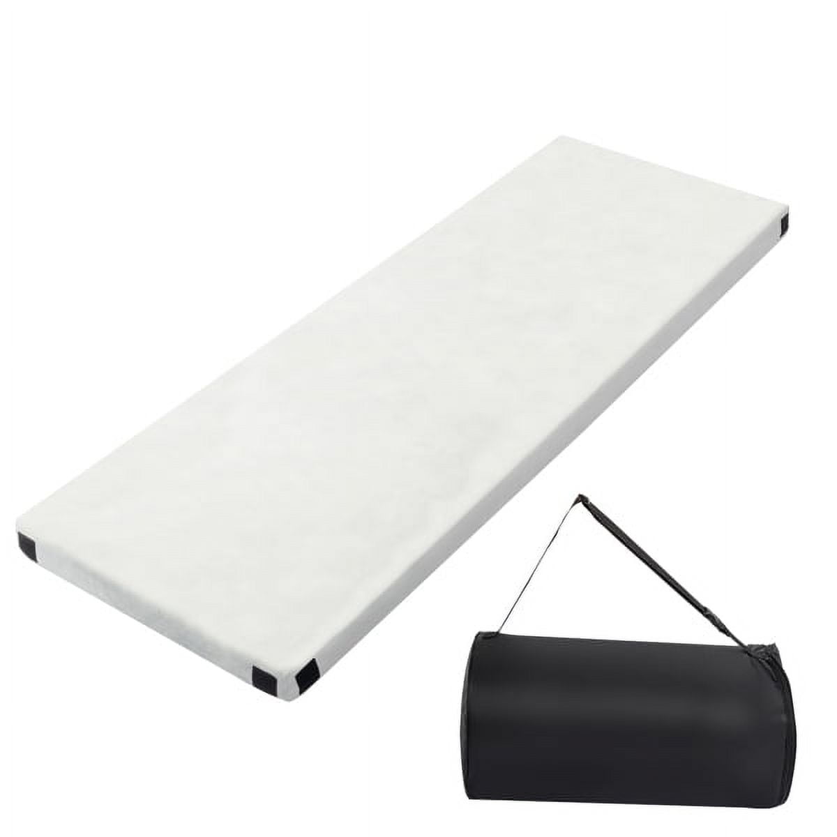 75x25 Inch Folding Memory Foam Mattress w/Removable Cover - 2.5" Thick Portable Floor Mattress, Non-Slip & Velcro Connectors for Camping, Travel, Guest Bed grey