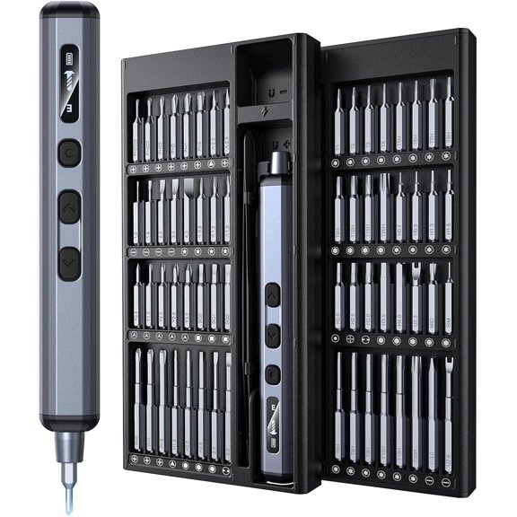 76 in 1 Mini Electric Screwdriver, [Precise Torque] Cordless Screwdriver Set with Battery Level/5 Torque Display, Power Repair Tool Kit for Computer, iPhones, Laptops, Glasses, Watches, PS5