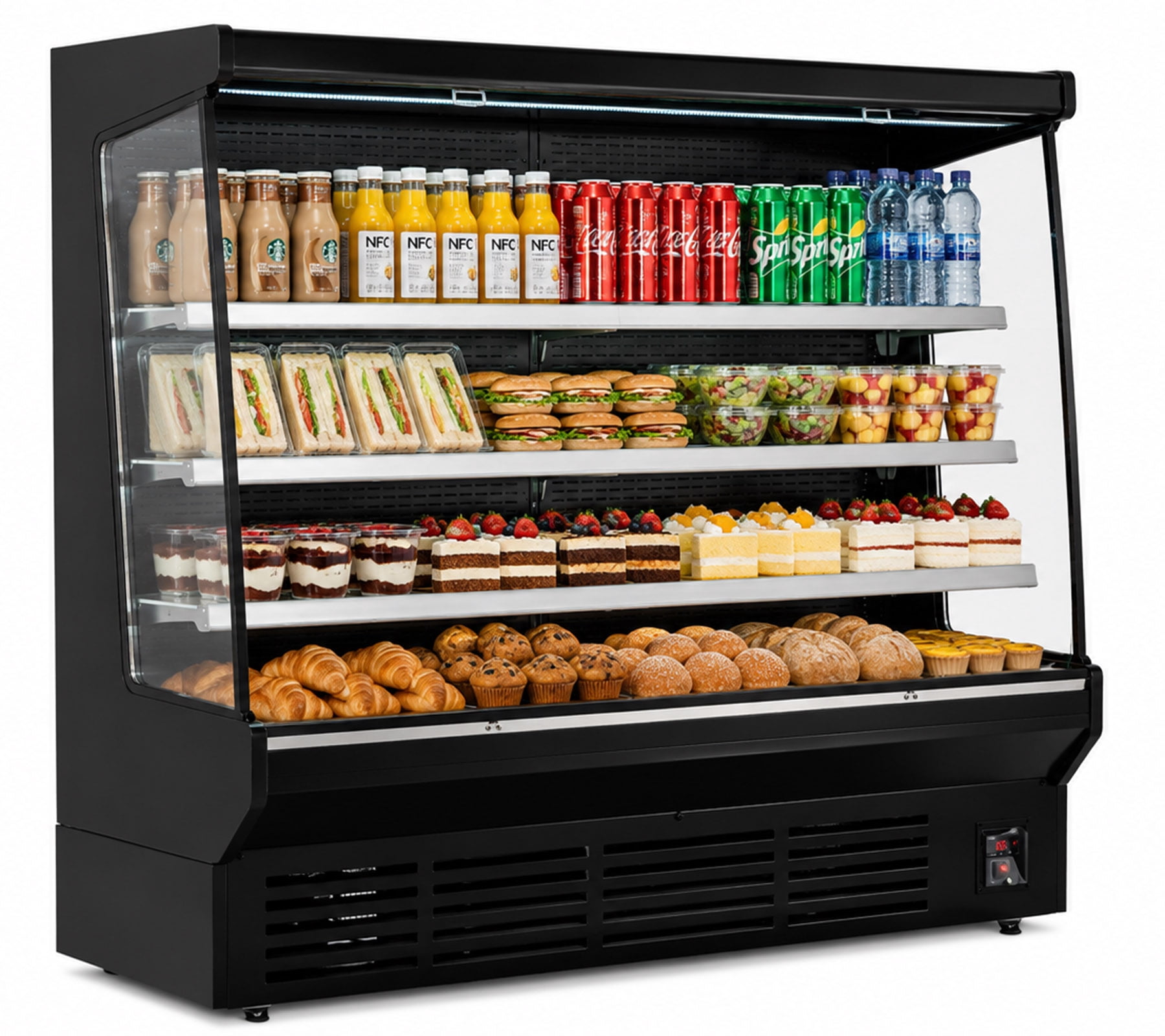 76" 24 cu. ft Open Air Display Case Refrigerator, Commercial Grab & Go Refrigerated Merchandiser 220V