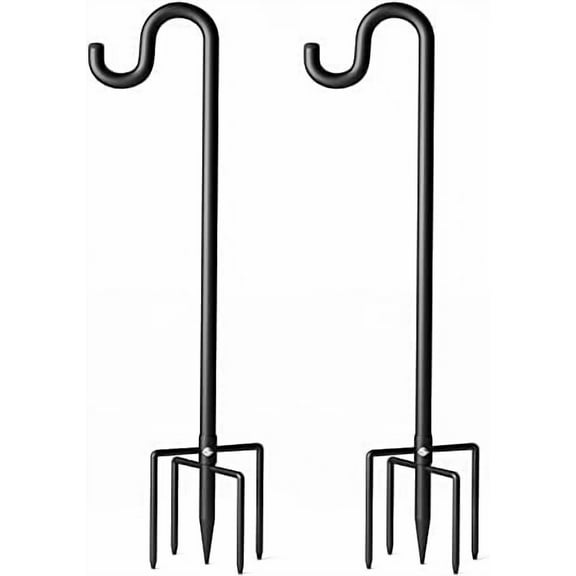 76" Shepherds Hooks for Outdoor, Extra Thick Bird Feeder Pole with 5 Prong Base, Adjustable Shepards Hook for Garden, Weddings, Hanging Plant
