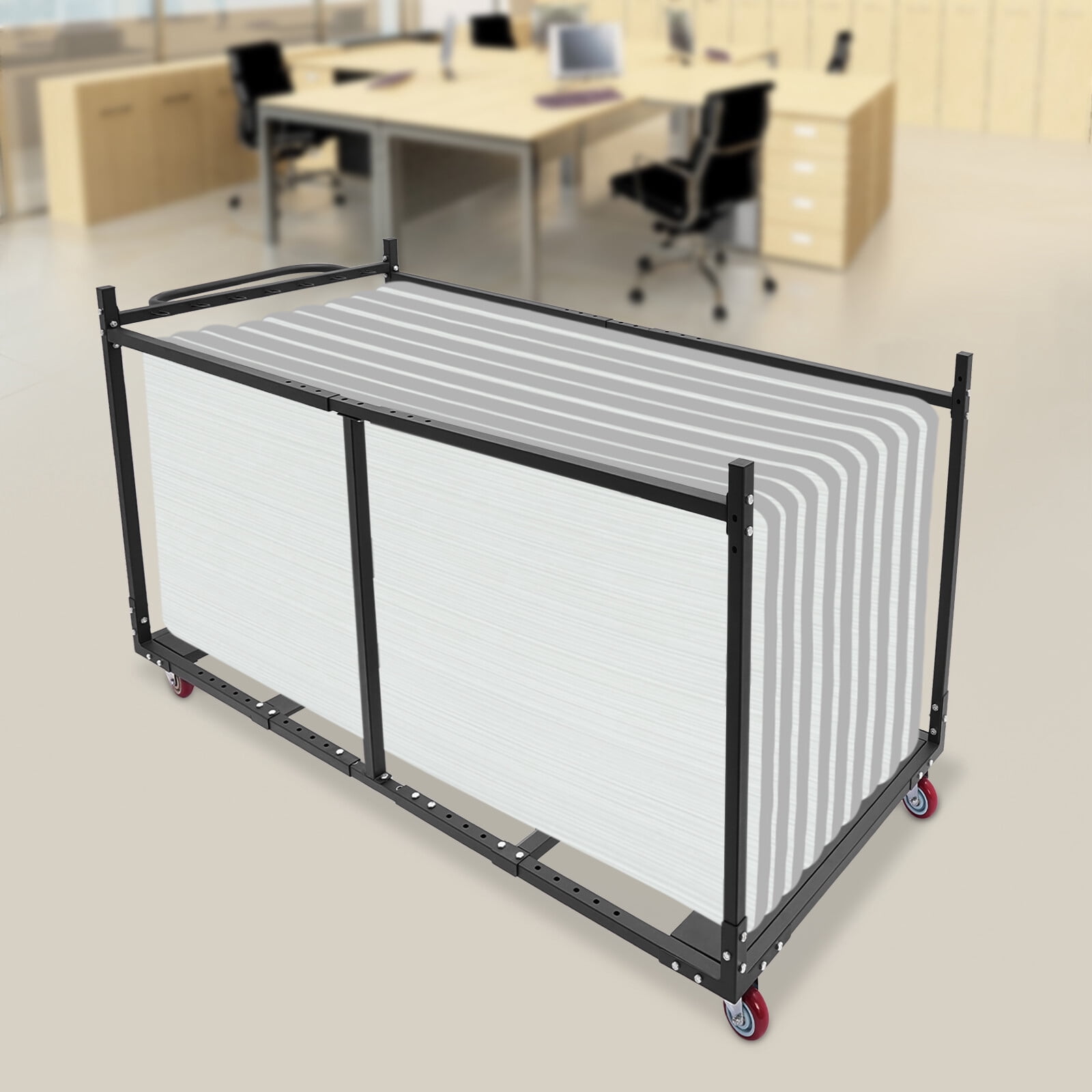 Rectangular Table Cart 76.4*31.5*44in Q235 Steel Modern Free Standing Rectangular Black ...