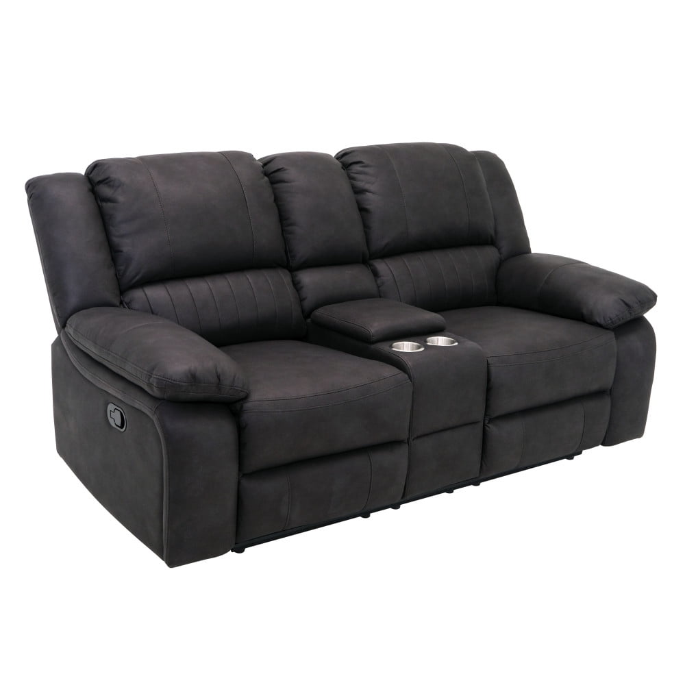 76.5" 2-Seat Reclining Console Loveseat, Manual Recliner Sofa with ...