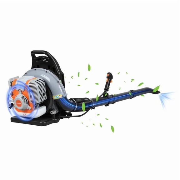 76.5CC 4-Stroke Backpack Blower, Gas Leaf Blower with High-Velocity 6800RPM, Ergonomic Design, Low Vibration, and Cruise Control for Gutter, Garden, Yard(Orange)