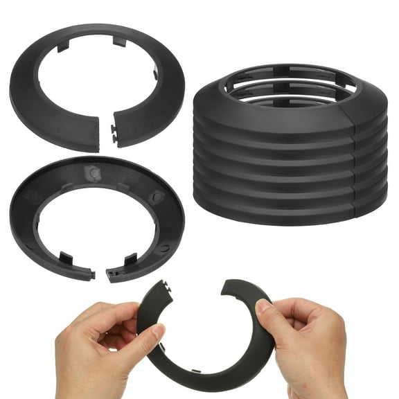 76.5mm Plumbing Cover Plates, 9 PCS Wall Split Flange Pipe Cover Decoration Escutcheon Plate Collar Flange Water Pipe Cover Decoration PP Plastic for Wall Pipe Tube Hole, Black