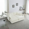thumbnail image 1 of 76.7" Deep Seat Sectional Cloud Sofa Sleeper, 4 Seat Modular Couch Bed with 2 Ottomans & Soft Pillows, Modern Upholstered Loveseat Sofa for Living Room, Apartment, 1 of 7
