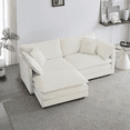 thumbnail image 1 of 76.7" Sectional Sofa Couch, Modern Upholstered Loveseat Sofa with Ottoman & Pillows, 2 Seater L-Shaped Sectional Couch Deep Seat Chenille Fabric Sofa for Living Room Apartment Small Space, White, 1 of 6