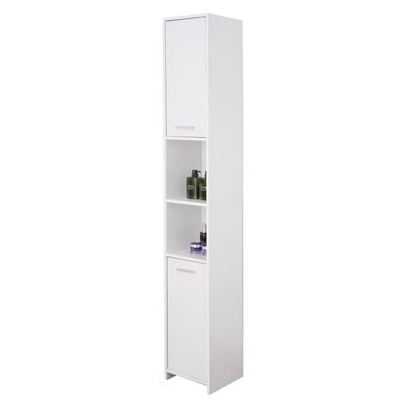 76.75 x 11.75 x 11.75 in. Standing Bathroom Linen Tower Storage Cabinet, White